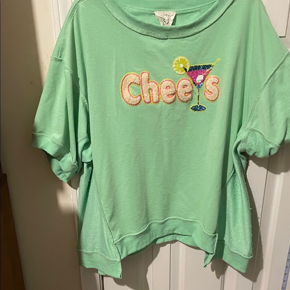 Fantastic Fawn Mint Green Cheers Sweatshirt